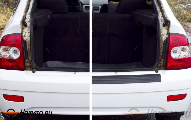 Накладка на задний бампер для Lada Приора (хэтчбэк) 2007-2011/2012-2013 | шагрень
