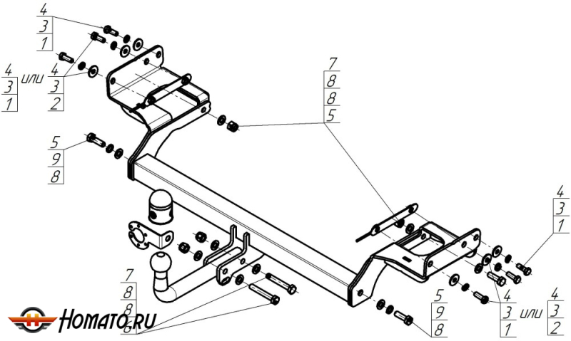 Фаркоп Hyundai Tucson 2018-2021 | шар A - оцинкованный, нагрузка 75/1600 | АвтоСтандарт | H106A