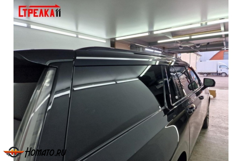 Дефлекторы Кадиллак Эскалейд 5 2020+/2024+ | с хром молдингом, из 6 частей, премиум, плоские, 2D