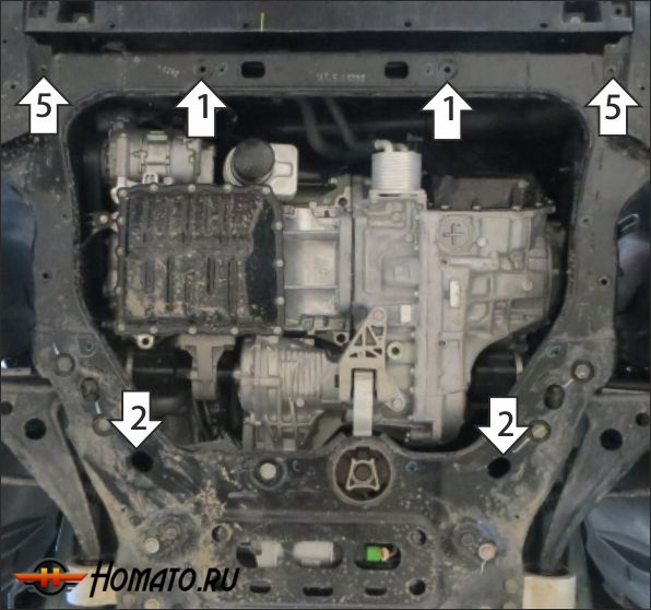 Защита картера Gac GS8 2023- | двигатель + КПП, 2 мм, сталь | MOTODOR | 77802
