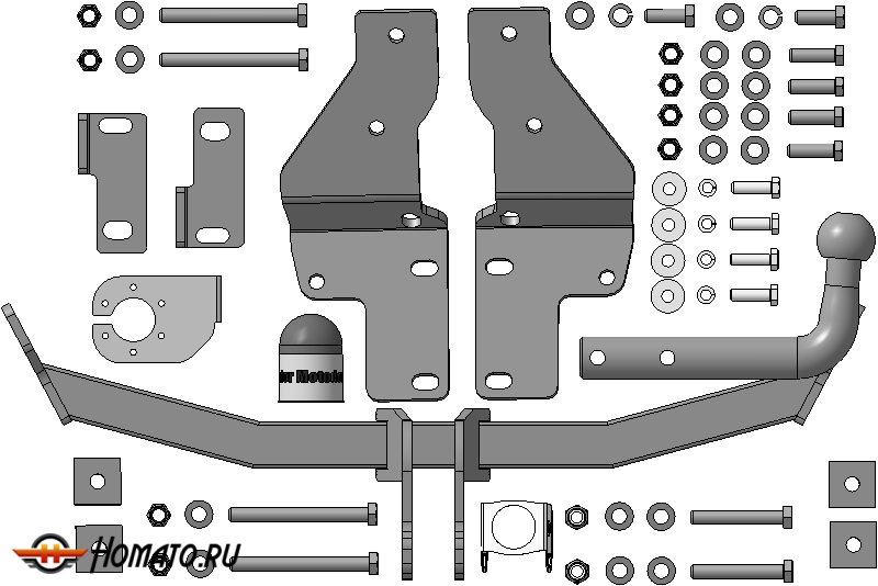 Фаркоп KIA Sorento 2012-2020 | шар A - оцинкованный, нагрузка 75/1500 | MOTODOR | 90908-A
