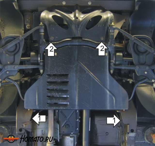 Защита картера Chevrolet Niva 2002-2009 | КПП + передний дифференциал, 3 мм, сталь | MOTODOR | 13006