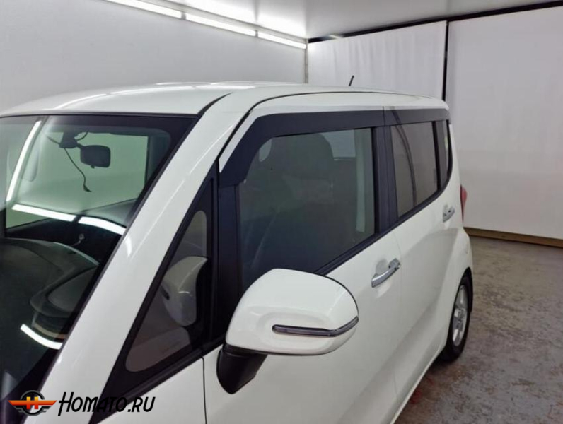 Дефлекторы Kia Ray 2011+/2018+/2022+ | с хром молдингом, из 6 частей, премиум, плоские, 2D,