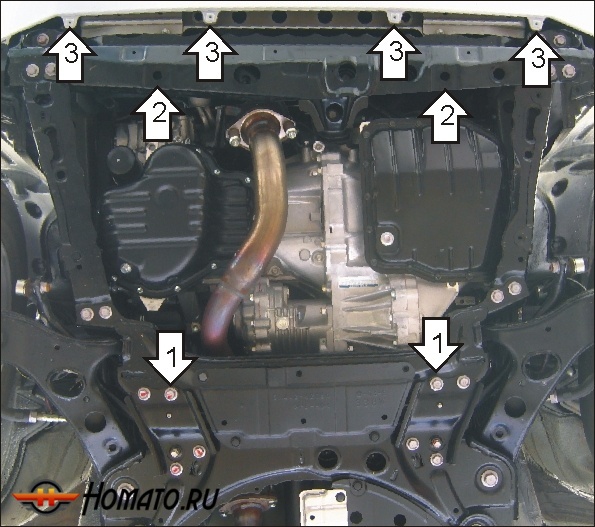 Защита картера Toyota RAV 4 2005-2009 | двигатель + КПП, 2 мм, сталь | MOTODOR | 72535