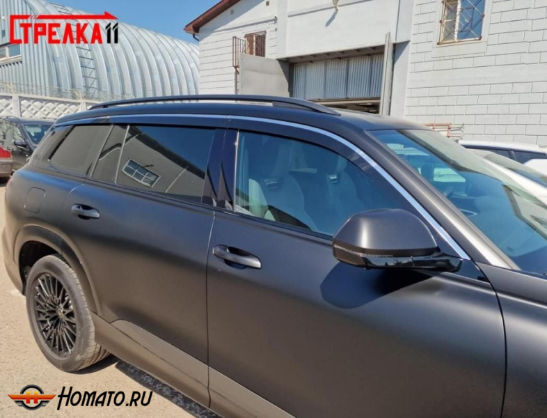 Дефлекторы Audi Q6 2023+ | с хром молдингом, из 6 частей, премиум, плоские, 2D
