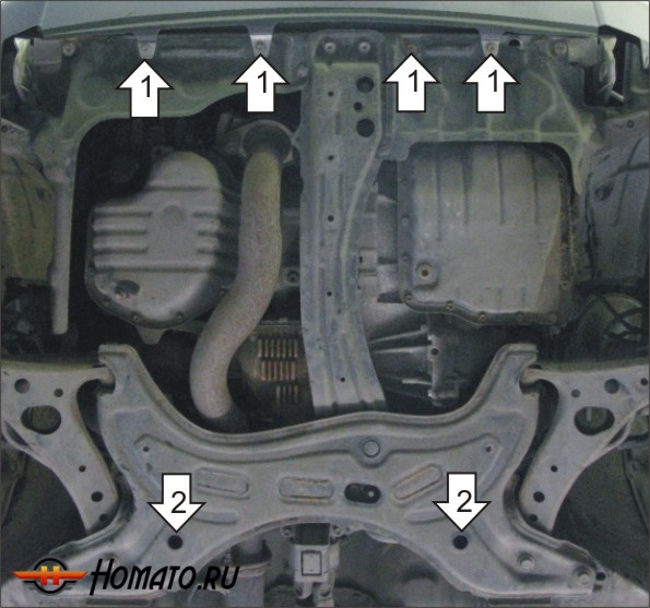 Защита картера Toyota RAV 4 2000-2005 | двигатель + КПП, 2 мм, сталь | MOTODOR | 02518