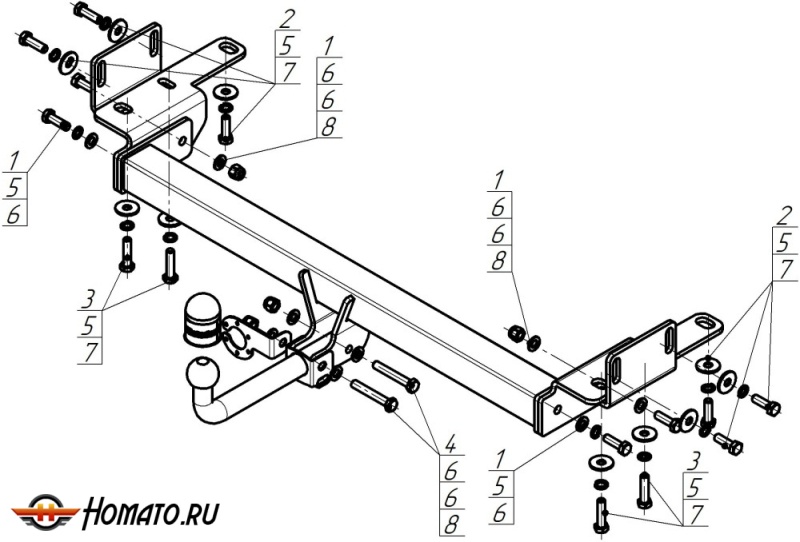 Фаркоп Lexus RX 300 2016-2022 | шар A - оцинкованный, нагрузка 100/2000 | MOTODOR | 95004-A