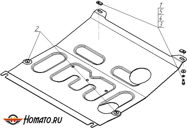 Защита картера Chevrolet Aveo 2008-2011 | двигатель + КПП, 2 мм, сталь | MOTODOR | 73024