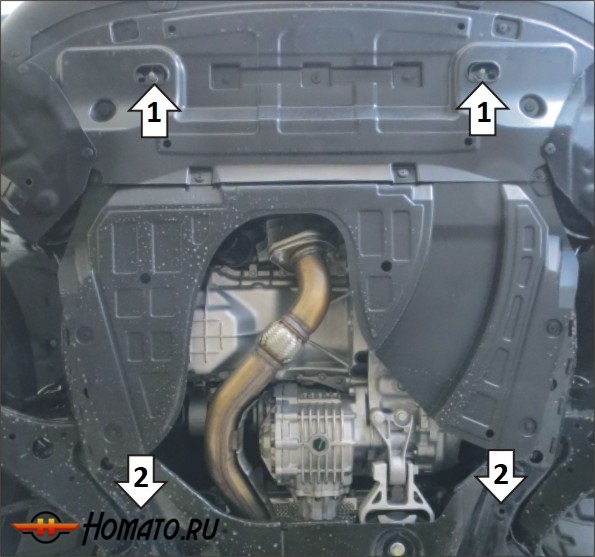 Защита картера Changan UNI-K 2020- | двигатель + КПП + радиатор, 1,5 мм, сталь | АвтоСтандарт | 57203