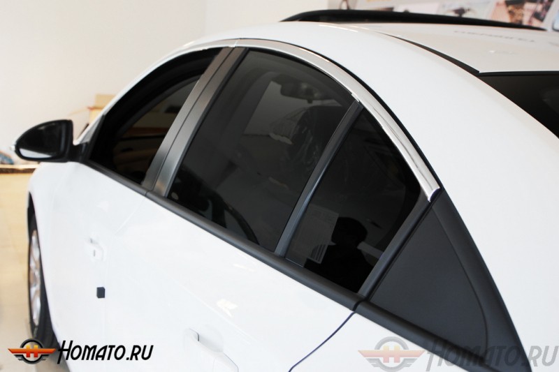Верхние хром молдинги стекол для Chevrolet Cruze 2009-2015 (седан)