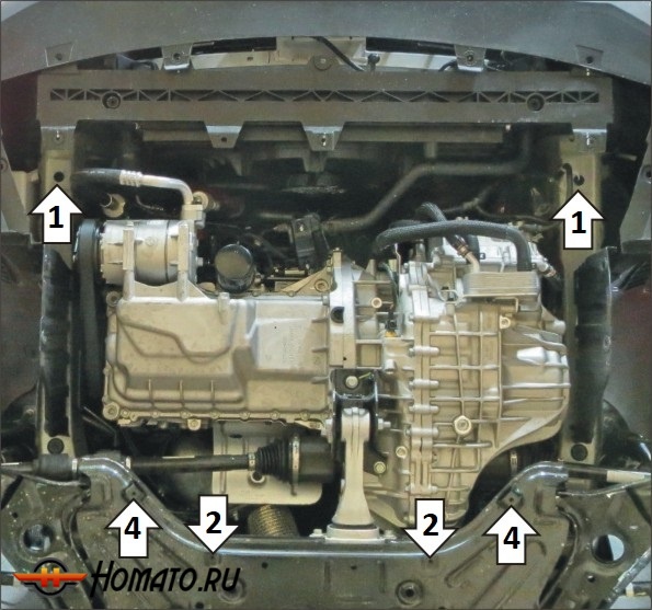 Защита картера Changan Cs55 Plus 2021- | двигатель + КПП, 2 мм, сталь | MOTODOR | 77204