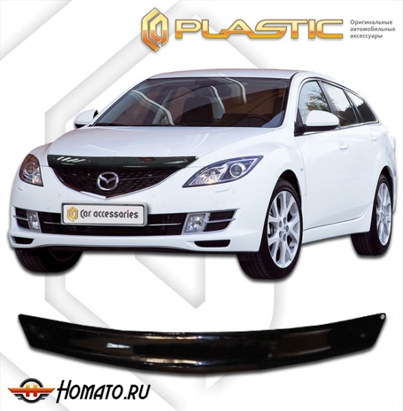 Дефлектор капота Mazda 6 универсал 2007-2010 (GH) | черный