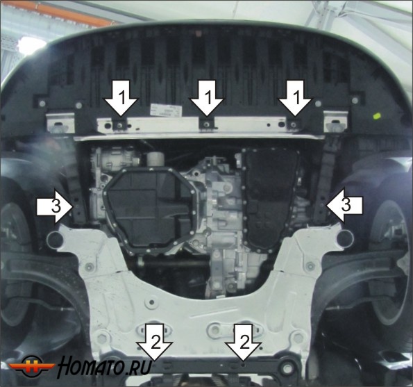 Защита картера Renault Fluence 2012-2018 | двигатель + КПП, 1,5 мм, сталь | АвтоСтандарт | 51721