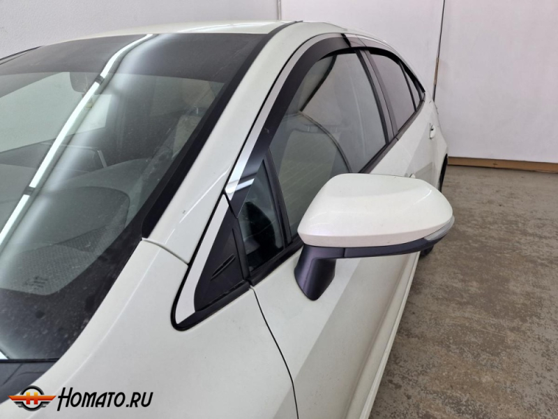 Дефлекторы Toyota Corolla (210) 2019+/2025+ | с хром молдингом, из 8 частей, премиум, плоские, 2D