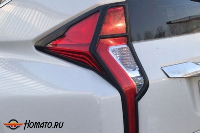 Накладки на задние фонари для Mitsubishi Pajero Sport 2016-2019 | черные матовые