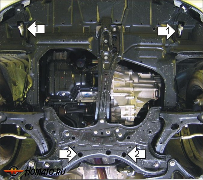 Защита картера Toyota Corolla Fielder 2000-2006 | двигатель + КПП, 2 мм, сталь | MOTODOR | 72506