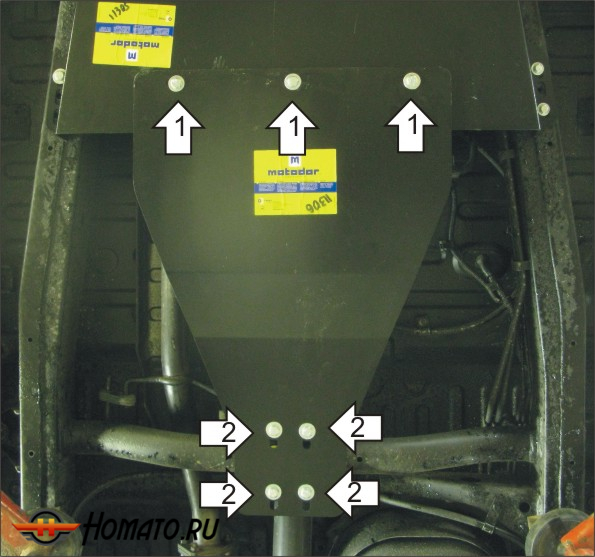 Защита картера Mitsubishi L 200 2006-2014 | раздатка, 3 мм, сталь | MOTODOR | 11306