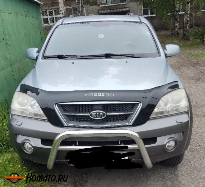 Дефлектор капота мухобойка KIA SORENTO I (2002-2009) с клыками