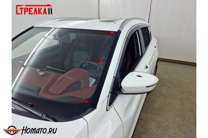 Премиум водостоки дефлекторы лобового стекла Geely Coolray 2019-2023+ дорестайл