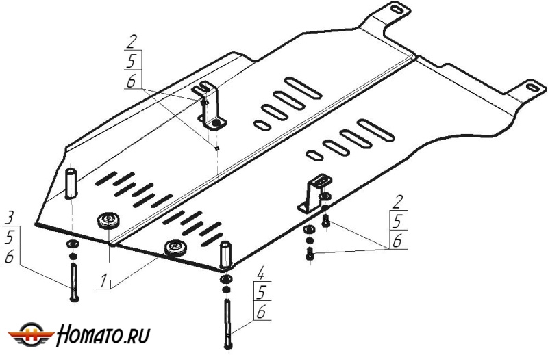 Защита картера BMW 3 (e90) 2008-2011 | КПП + раздатка, 2 мм, сталь | MOTODOR | 00227