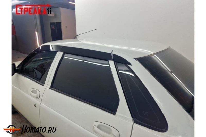 Дефлекторы Lada Priora седан | из 6 частей, премиум, плоские, 2D