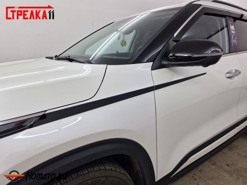 Накладки на передние двери и крылья для Kia Seltos 2020+ | 4 штуки, декор