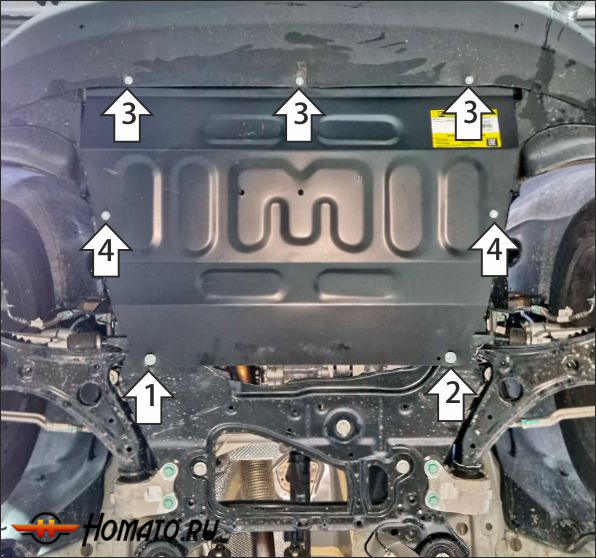 Защита картера Tenet T8 | двигатель + КПП, 2 мм, сталь | MOTODOR | 79017