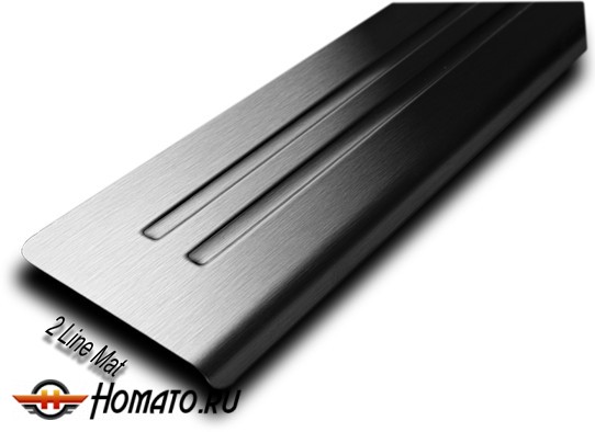 Накладки на пороги для Hyundai i40 2012+/2015+ | матовая нержавейка + матовые полосы (2Line)