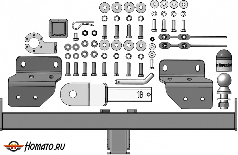 Фаркоп OMODA C7 2025+ | шар E - быстросъемный под квадрат, нагрузка 75/1500 | MOTODOR | 99027-E