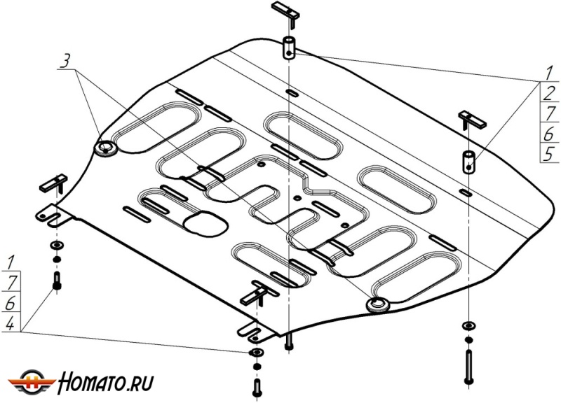 Защита картера KIA Carnival 2021- | двигатель + КПП, 2 мм, сталь | MOTODOR | 71010
