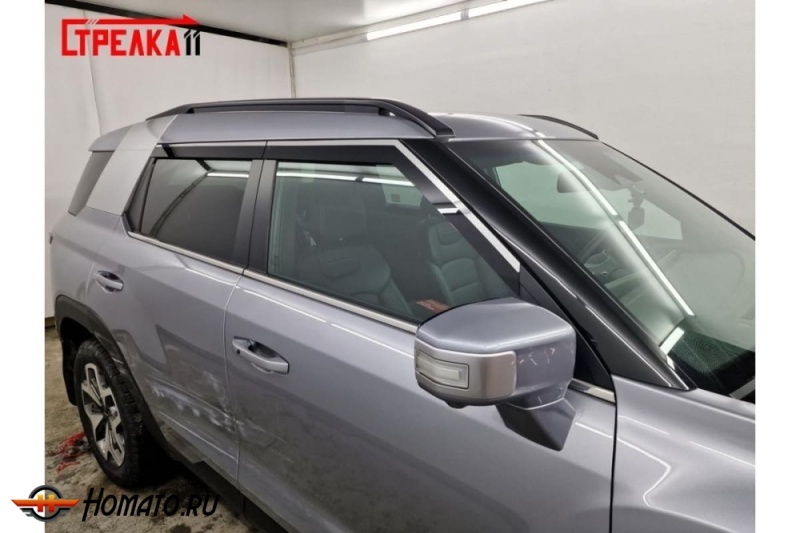 Дефлекторы КГМ Торрес | с хром молдингом, из 4 частей, премиум, плоские, 2D