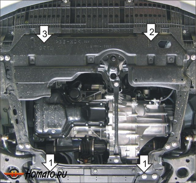 Защита картера Toyota Corolla 2006-2013 | КПП + двигатель, 2 мм, сталь | MOTODOR | 72537