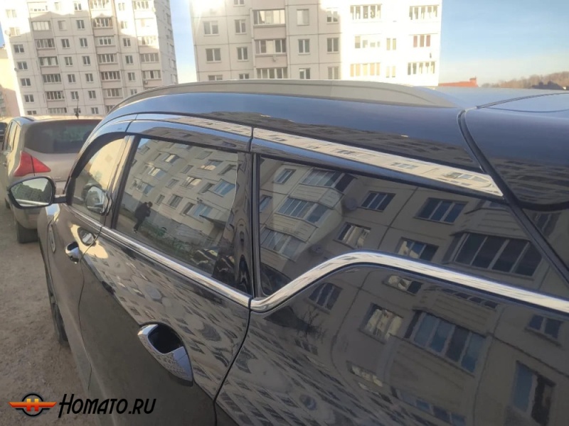 Премиум дефлекторы окон из 6 частей для Джили Кулрей 2020+/2024+ | с молдингом из нержавейки