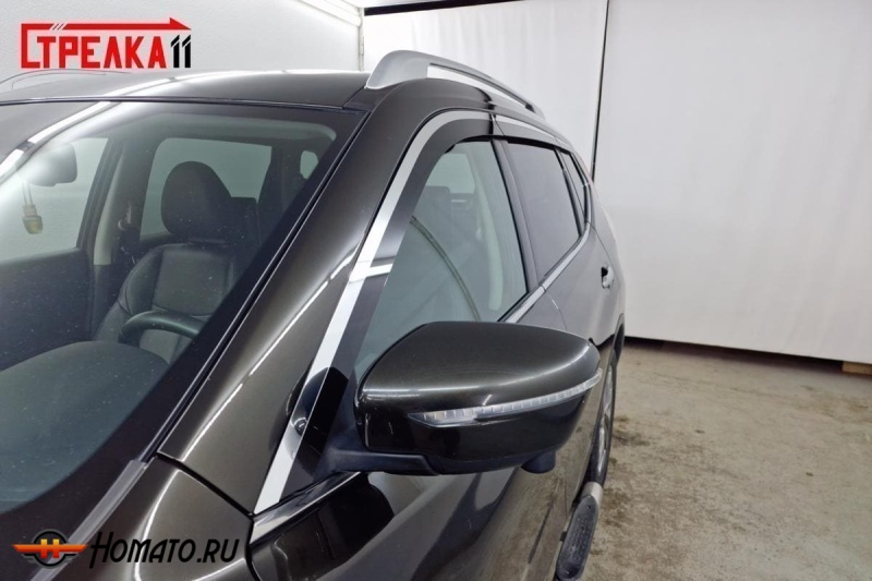 Дефлекторы Nissan X-Trail 3 (T32) 2014-2023 | премиум, плоские, 2D