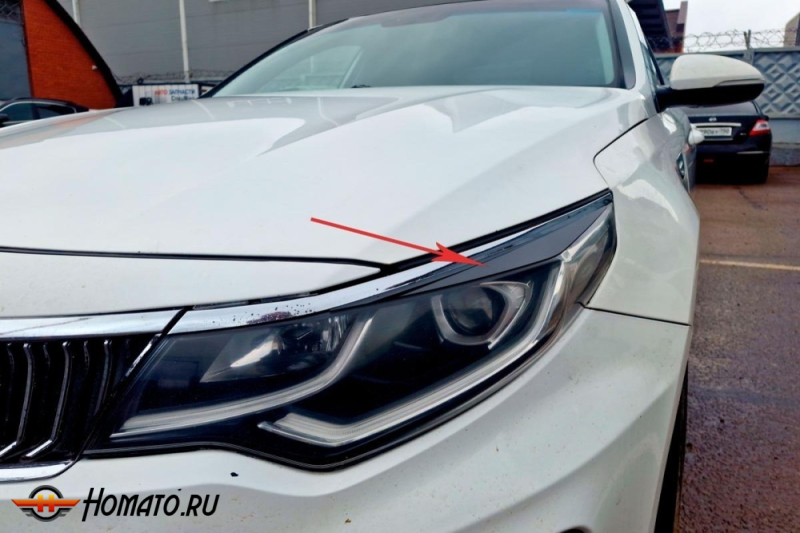 Накладки на фары для Киа Оптима 4 2014-2020 | 2 штуки, декор