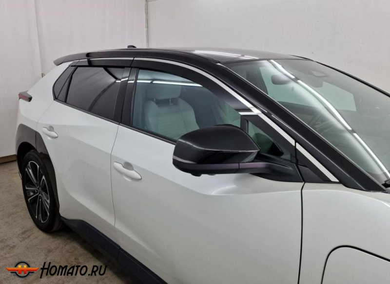 Дефлекторы Toyota bZ 2025+ | с хром молдингом, из 8 частей, премиум, плоские, 2D