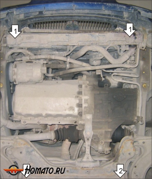 Защита картера Skoda Octavia I 1996-2000 | двигатель + КПП, 2 мм, сталь | MOTODOR | 02302