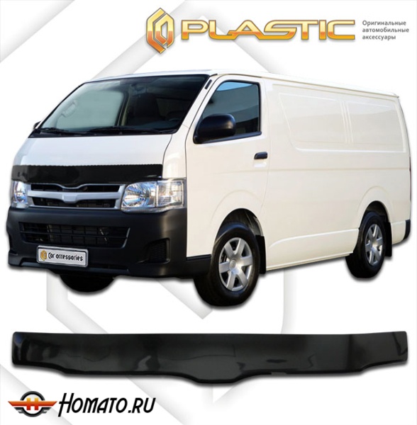 Дефлектор капота Toyota Hiace 200 Левый руль 2004- (широкая кабина) | exclusive, черный