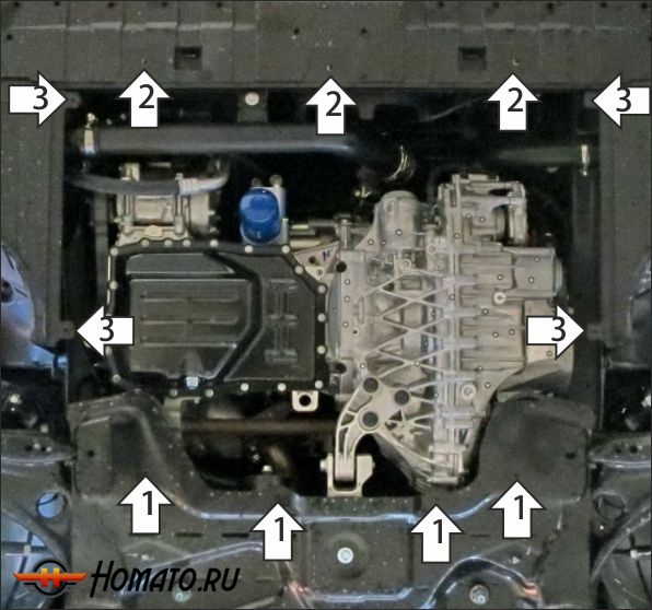 Защита картера Dongfeng Shine Max 2022- | двигатель + КПП, 2 мм, сталь | MOTODOR | 78602
