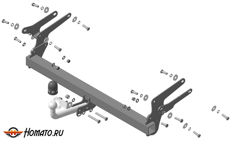 Фаркоп Toyota RAV 4 2019-2022 | шар A - оцинкованный, нагрузка 75/1500 | АвтоСтандарт | T101A
