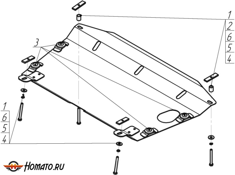 Защита картера Toyota Camry 2001-2006 | двигатель + КПП, 2 мм, сталь | MOTODOR | 02508