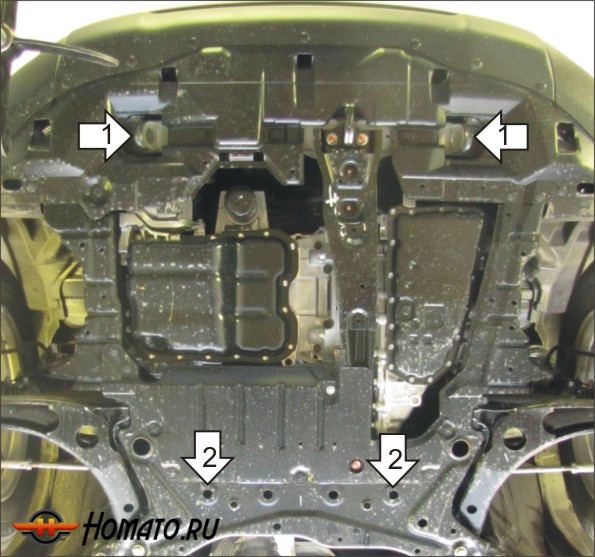 Защита картера Mitsubishi ASX 2012- | двигатель + КПП, 3 мм, сталь | MOTODOR | 11312
