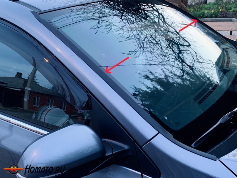 Водосток дефлектор лобового стекла для Mitsubishi Outlander 3 2012+/2019+ | без рейлингов