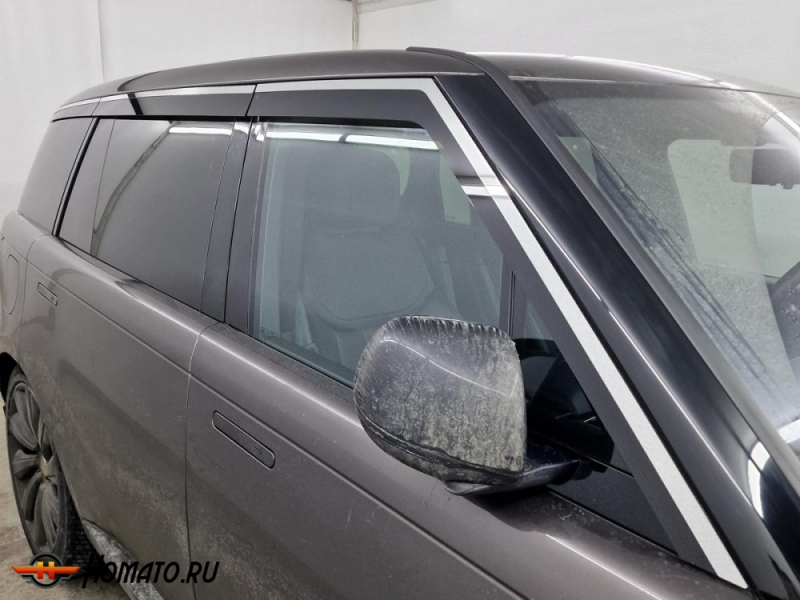Дефлекторы Range Rover 5 2022+ (L460) LONG | с хром молдингом, из 6 частей, премиум, плоские, 2D
