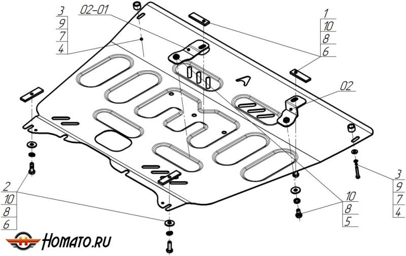 Защита картера Gac M8 2023- | двигатель + КПП, 1,5 мм, сталь | АвтоСтандарт | 57802