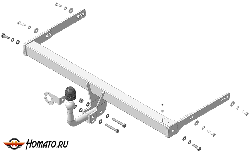 Фаркоп Volkswagen Tiguan 2007-2011 | шар A - оцинкованный, нагрузка 100/2000 | ZincaR | ZV101A