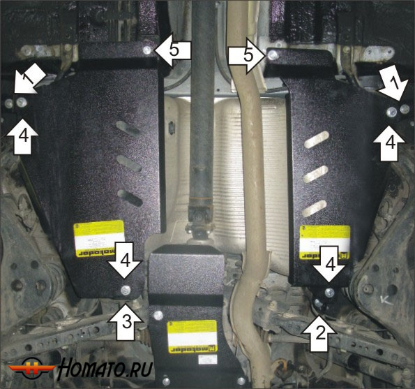 Защита картера Nissan X-Trail 2007-2010 | топливный бак, 3 мм, сталь | MOTODOR | 11414