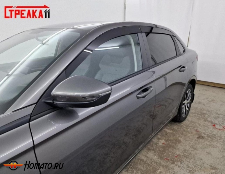 Дефлекторы Geely Emgrand 2023+ | из 6 частей, премиум, плоские, 2D