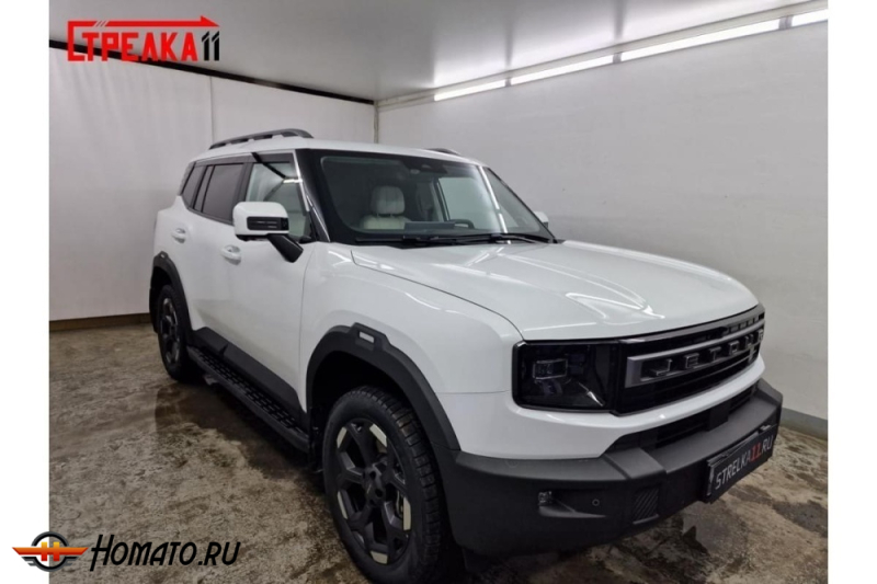 Дефлекторы Джетур Т1 | с хром молдингом, из 6 частей, премиум, плоские, 2D