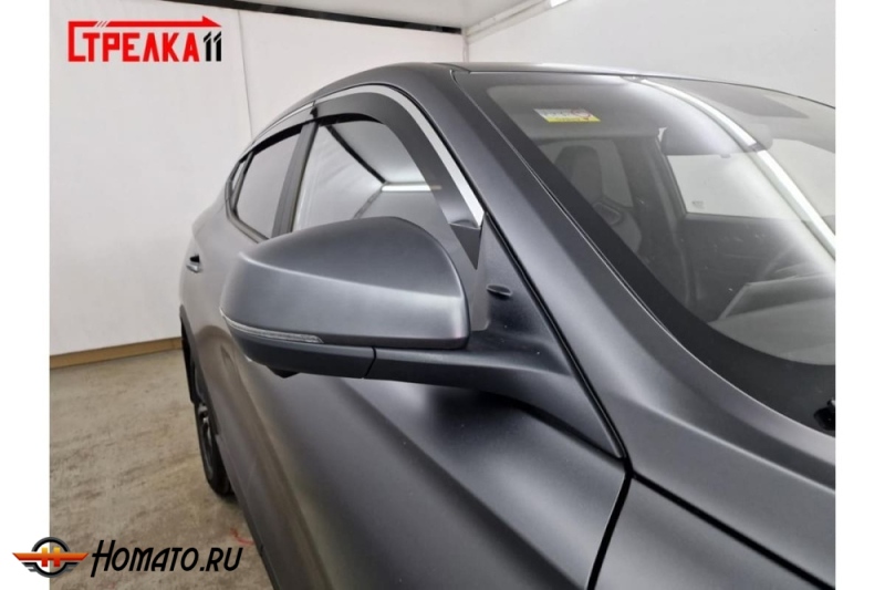 Дефлекторы Changan CS35 MAX 2025+ | с хром молдингом, из 6 частей, премиум, плоские, 2D